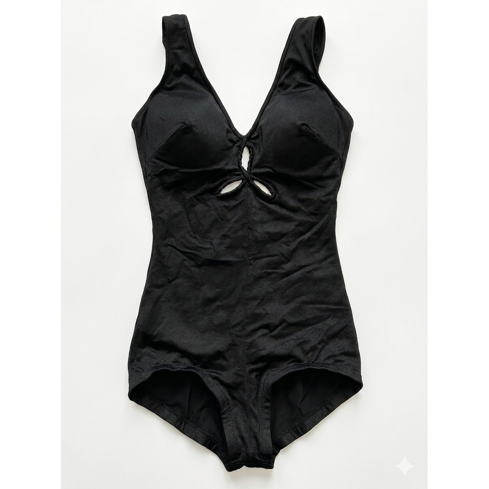 Cole of California Vintage Black Keyhole Tie One Piece Swimsuit Sz 10 Made USA